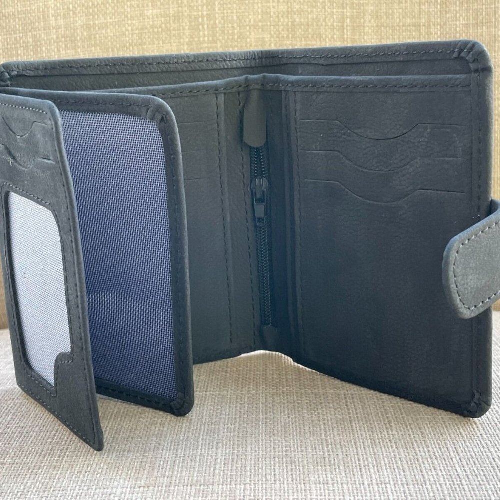 Men Wallet Black Genuine Leather Bifold Card Holder Handmade Purse Money Clip - Picture 1 of 12